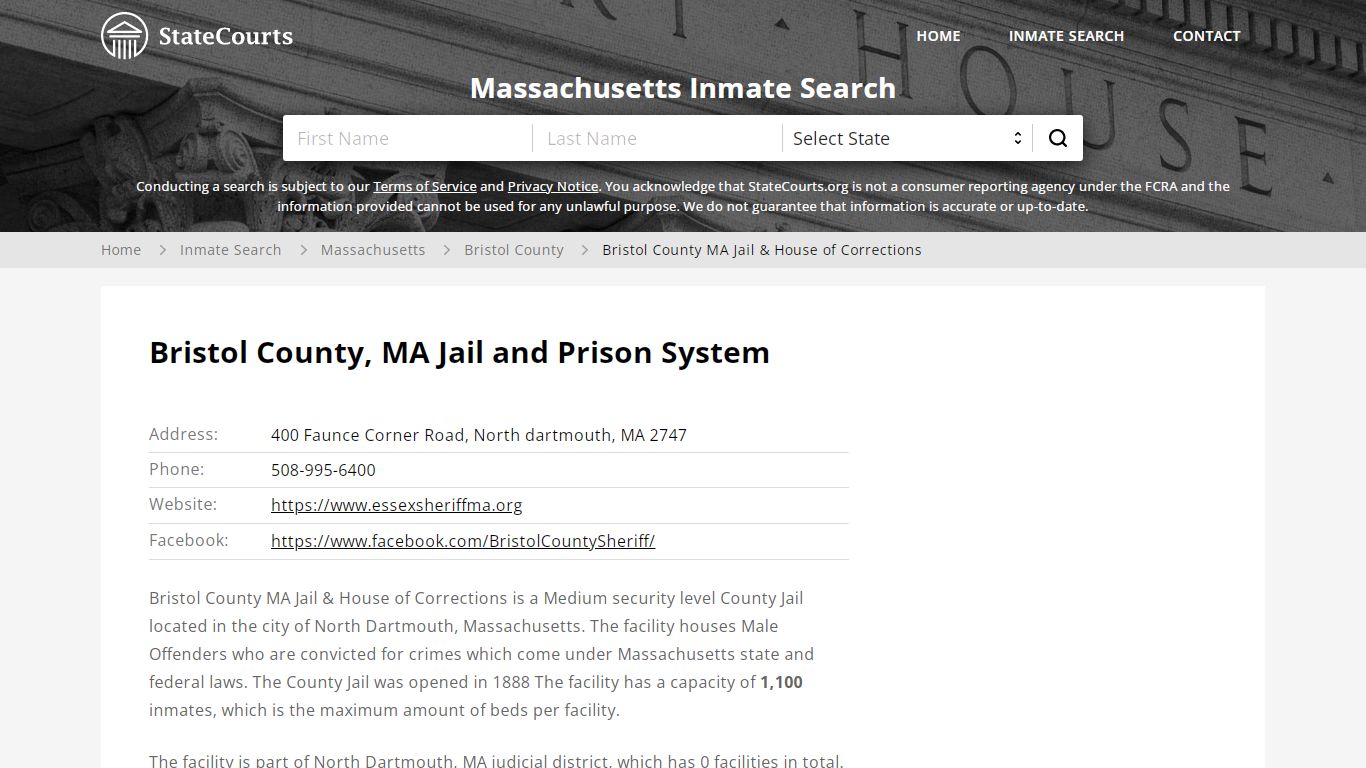 Bristol County MA Jail & House of Corrections Inmate Records Search ...